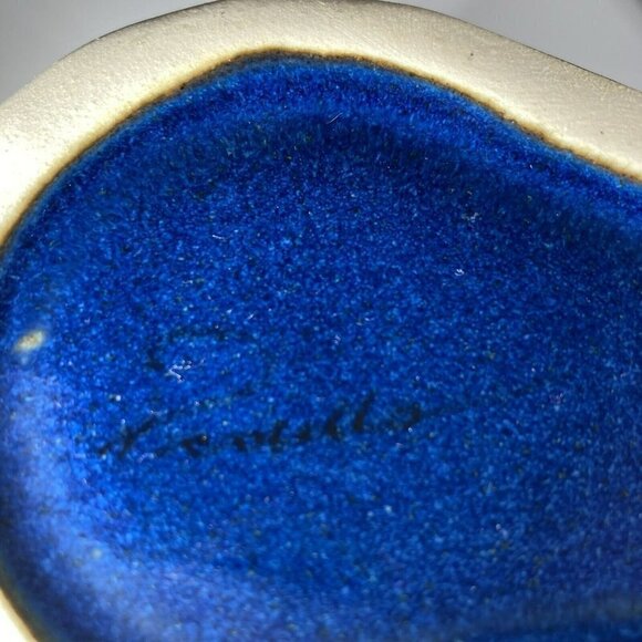 Rodolfo Padilla Pottery Mexico Drip Stoneware Blue Beige Mugs Set of 2 - Picture 6 of 6